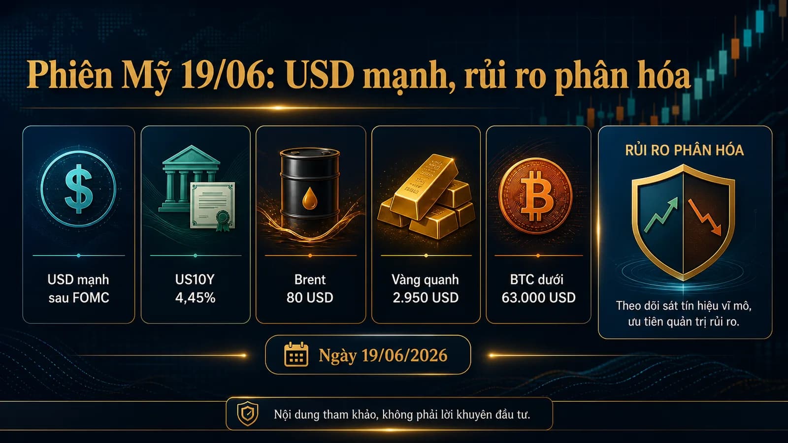 Phiên Mỹ 19/06/2026 USD mạnh Fed dầu vàng