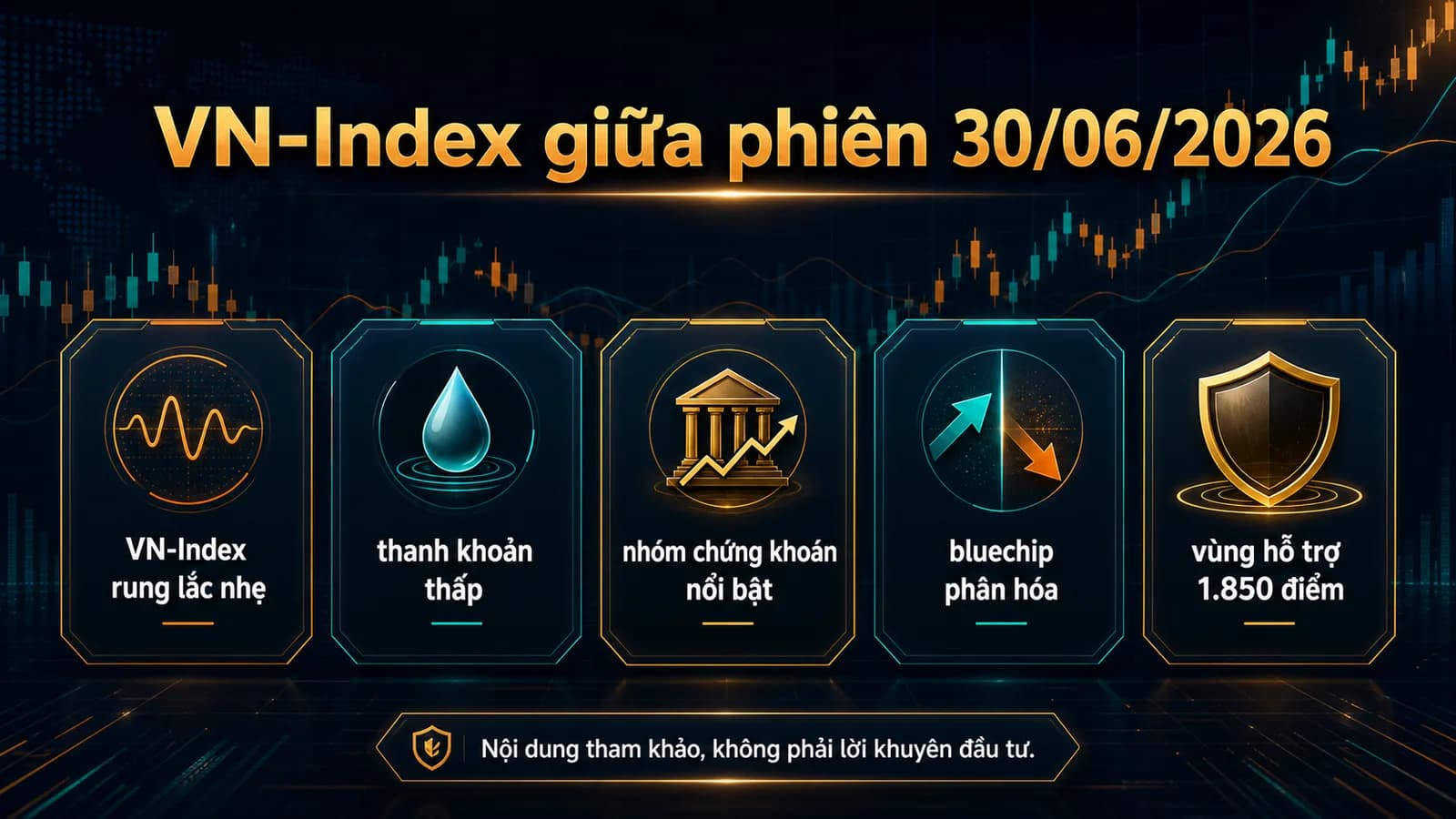 VN-Index giữa phiên 30/06/2026 - nhóm ngân hàng và chứng khoán giữ nhịp