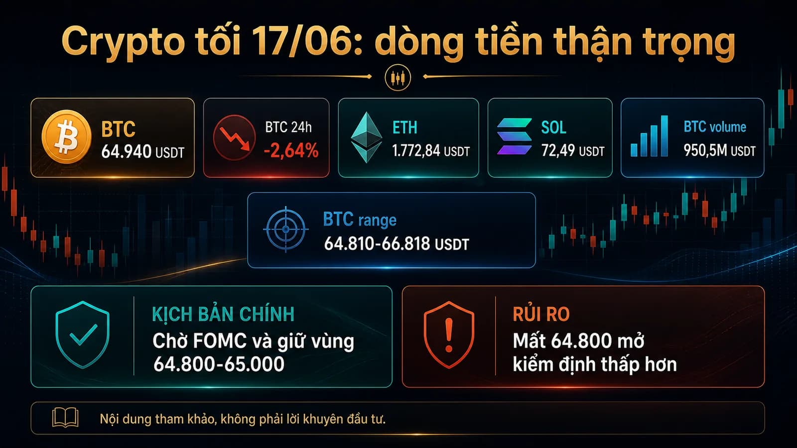 Crypto tối 17/06/2026 infographic dữ liệu thị trường