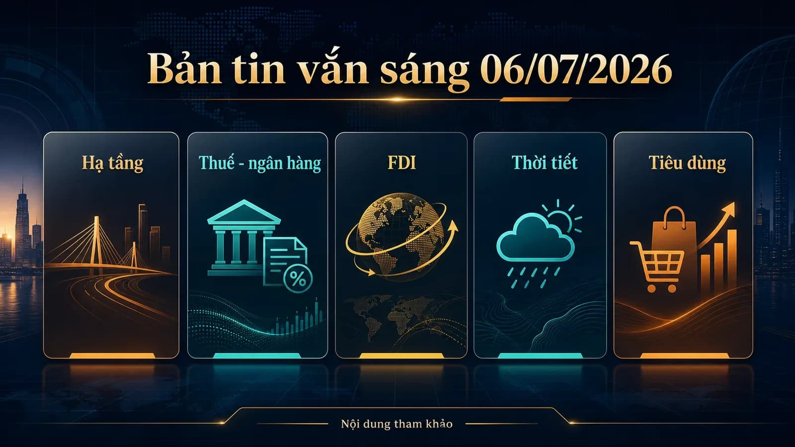 Bản tin vắn sáng 06/07/2026: hạ tầng, thuế ngân hàng, FDI và thời tiết - Finzone