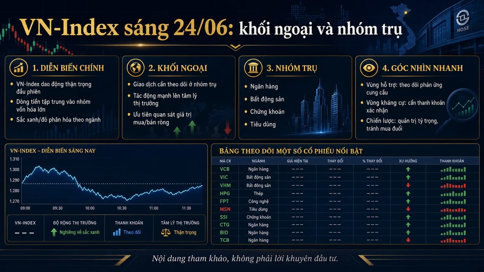 VN-Index sáng 24/06/2026: khối ngoại và nhóm trụ đang gửi tín hiệu gì?