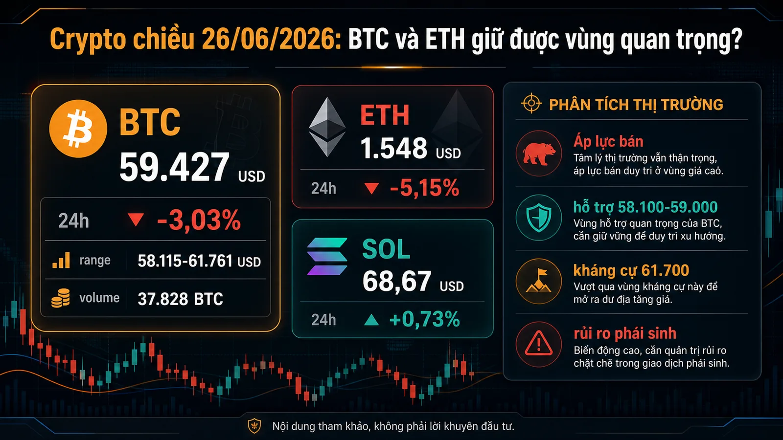 Infographic dữ liệu Crypto chiều 26/06/2026 - Crypto chiều 26/06/2026