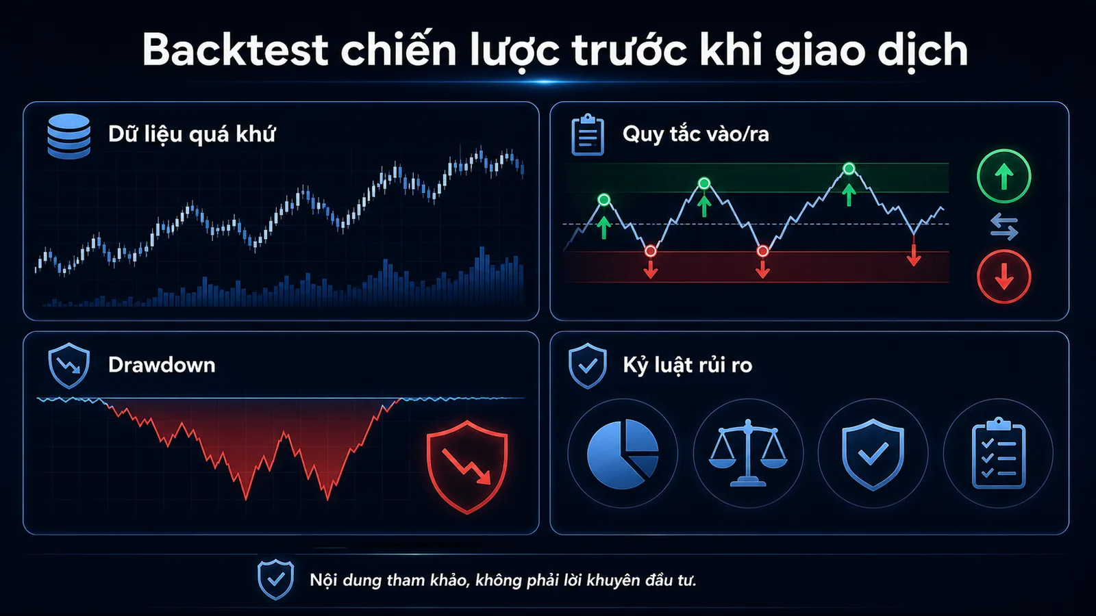 backtest là gì infographic dữ liệu quá khứ quy tắc vào ra drawdown
