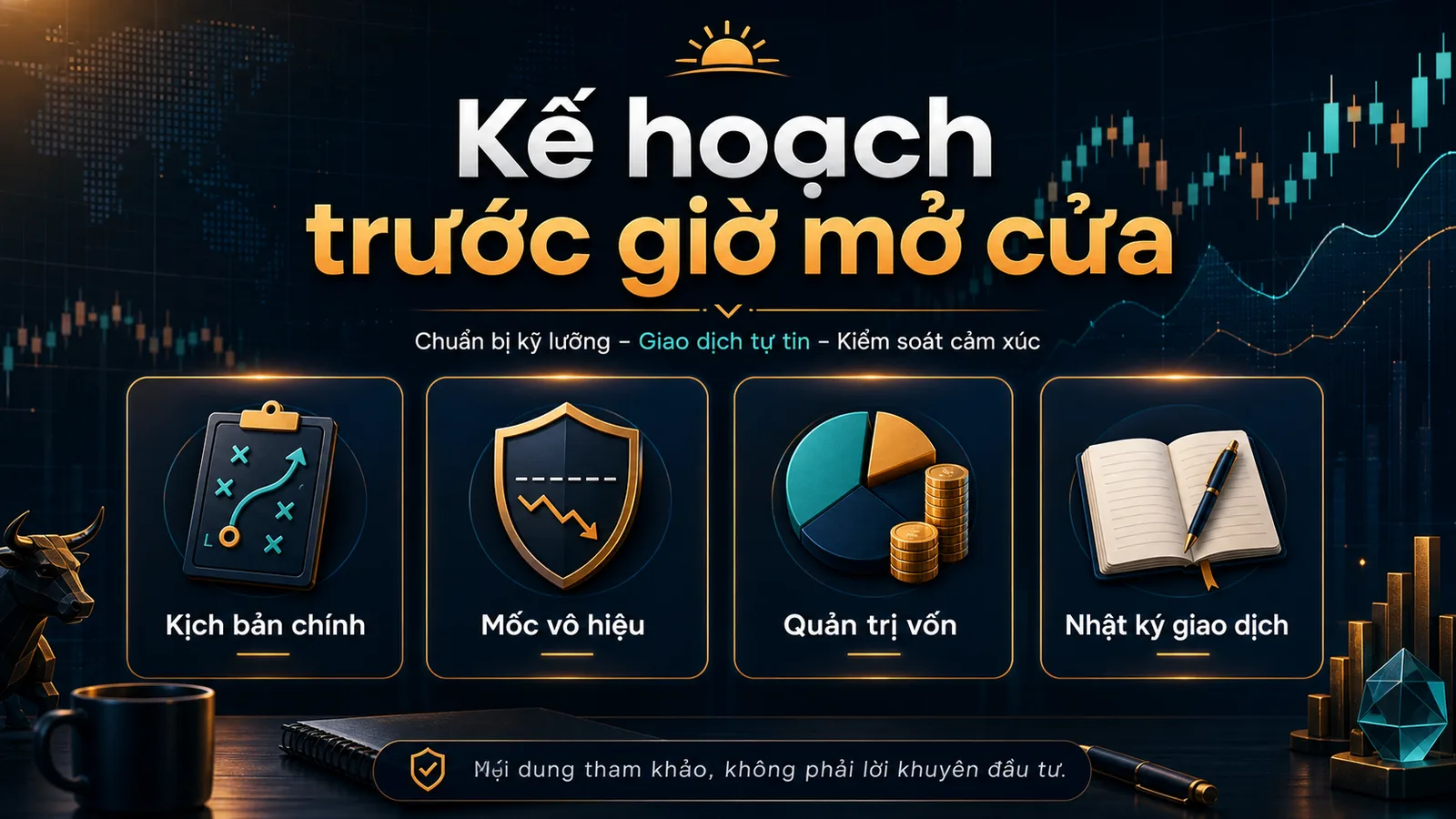 Infographic kế hoạch trước khi thị trường mở cửa với kịch bản chính mốc vô hiệu quản trị vốn và nhật ký giao dịch