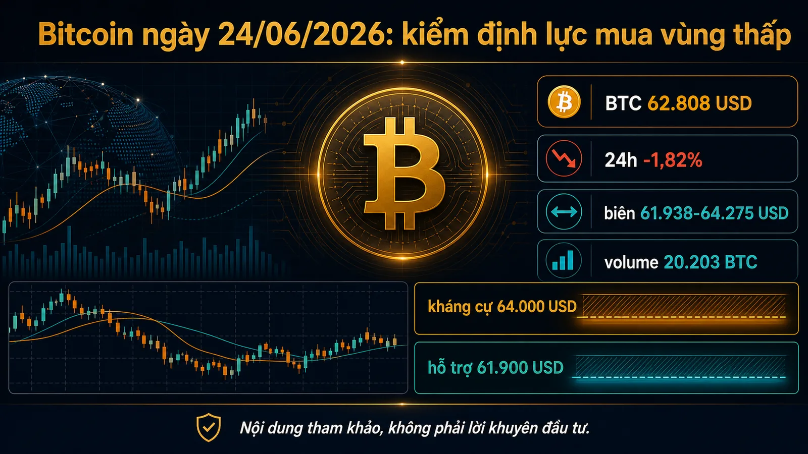 Infographic Bitcoin ngày 24/06/2026 với giá, biên dao động và vùng hỗ trợ - Bitcoin ngày 24/06/2026