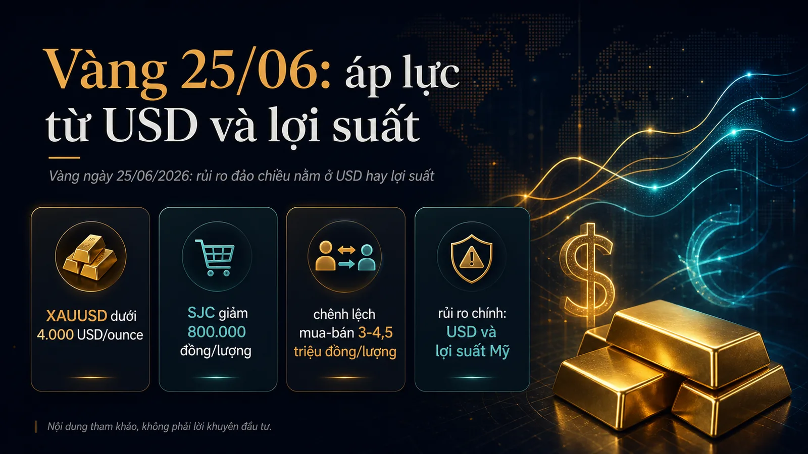 Infographic Vàng ngày 25/06/2026 về USD và lợi suất - Vàng ngày 25/06/2026