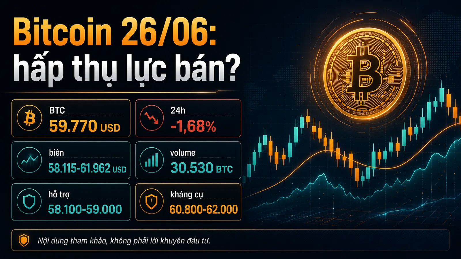 Infographic Bitcoin ngày 26/06/2026 với giá, biên dao động và vùng cần quan sát - Bitcoin ngày 26/06/2026